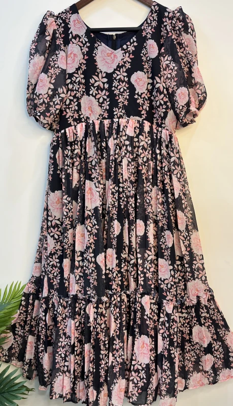 ANB4- Black color georgette frock