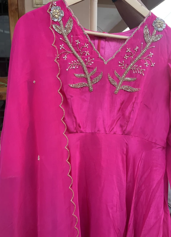 AN196-Crape fabric Anarkali 2 piece set