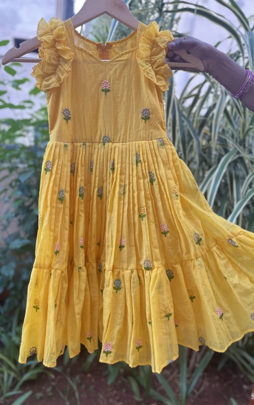 ANSF8-  Soft cotton with embroidery booties frock