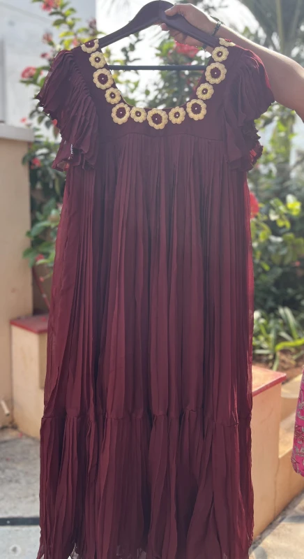 AN197-soft Georgette with hand embroidery Frock