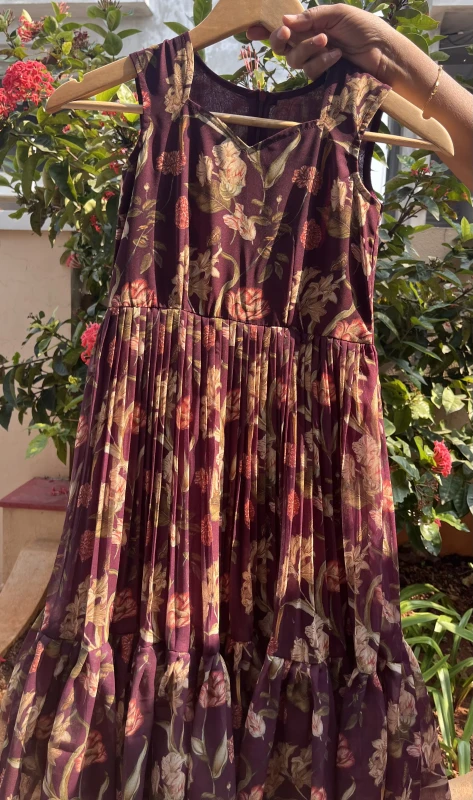 ANSF6-Soft georgette floral print frock