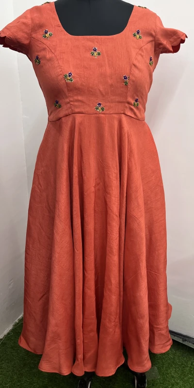 AN192-Semi Raw silk Frock